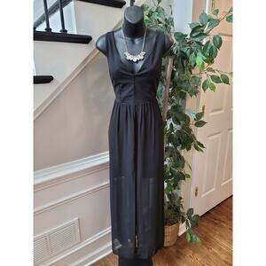 J for Justify Dress Women's Large Black Sleeveless Maxi Chiffon Sheer Skirt